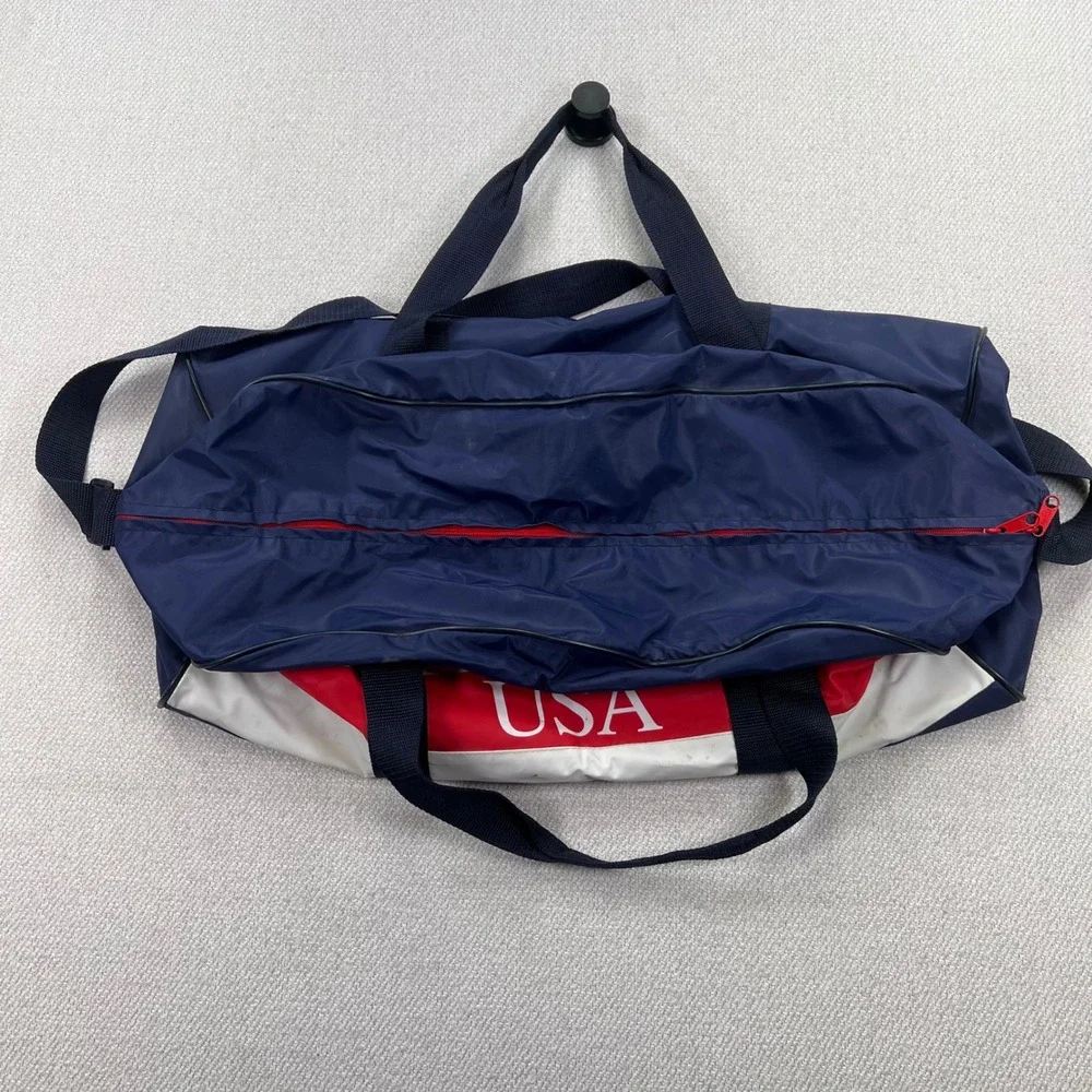 VTG 90s Jafra Promo Duffle Bag USA Patriotic Gym Bag Colorblock Olympics Retro